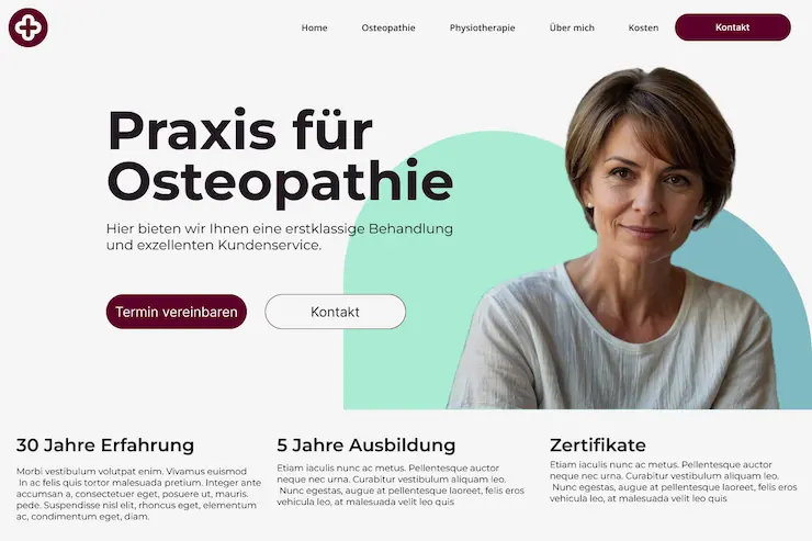 Website osteopathie Beispiel